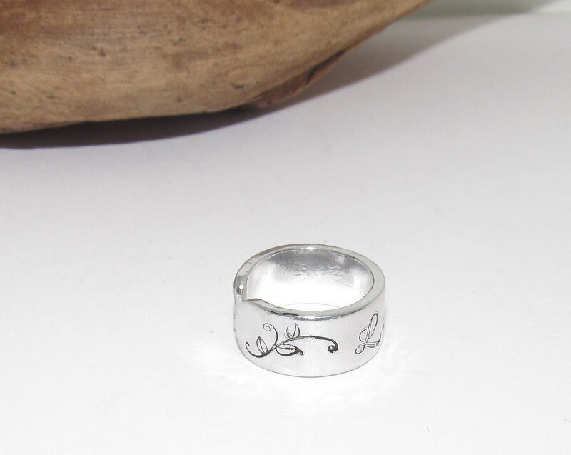 Love flower Adjustable stamped ring, Love heart aluminum ring, inspiration rings, adjustable silver ring, stamped jewelry,, view 6