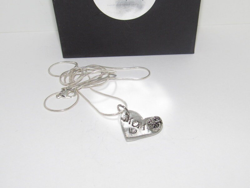Personalized mom necklace , Pewter Mimi charm necklace, mothers jewelry, custom hand stamped jewelry gift for grandma, view 6