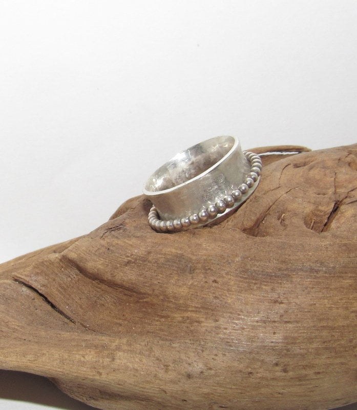 Sterling silver spinner ring, figit ring, anxiety jewely, personalized jewelry, hand stamped jewelry for mom, Anniversary gift for mom,her, view 2