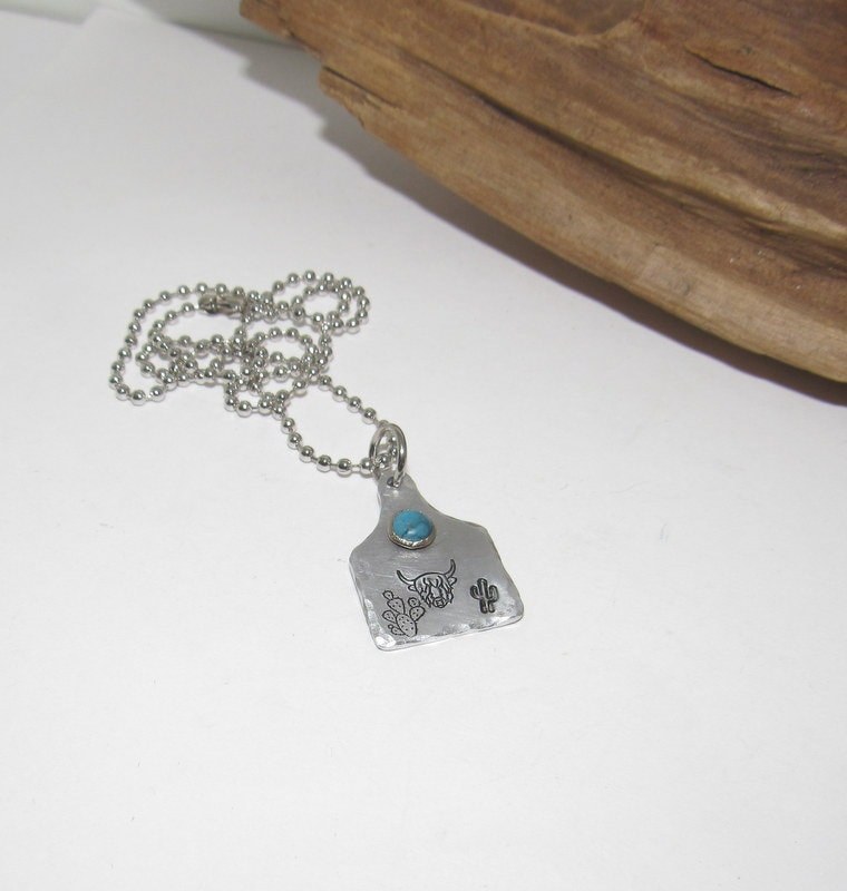 Bull head Cow tag necklace , personalized necklace pendant, horse lover gift, western jewelry for her, pendant necklace, view 5