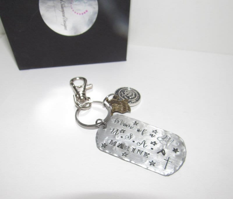 Military mom keychain, Military wife gift, Army mom gift, Marine mom gift, Airforce mom, Navy mom, coast quard mom, custom stamped keychain, view 7