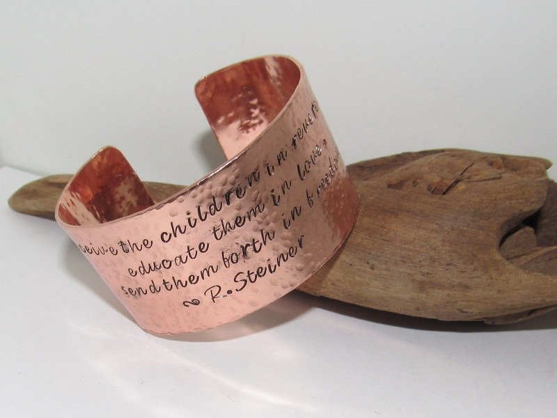 Teachers gift education them in love, Wide copper bracelet, adjustable copper cuff, stamped copper cuff bracelet,, view 8
