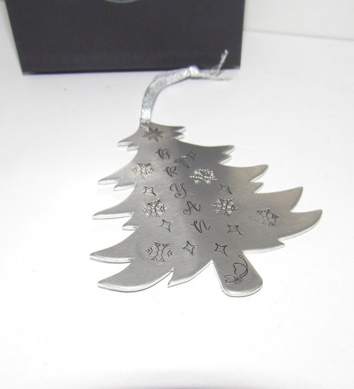 Christmas stocking name charms, Tree ornaments , personalized stocking charms, custom stamped tree ornaments, stocking name tags, view 5