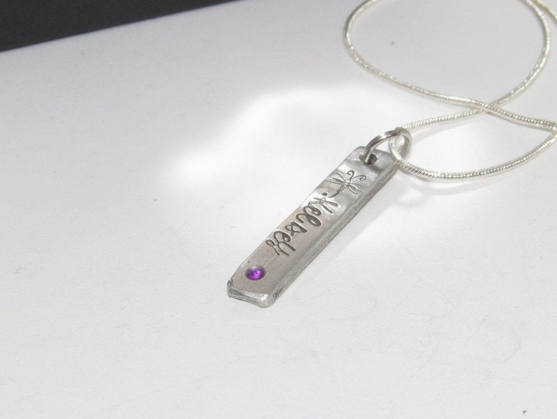 skinny pewter bar necklace with kids names, personalized jewelry for mom, mommy necklace for her, custom hand stamped jewelry, view 6