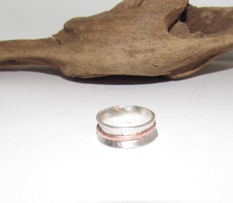 Sterling silver spinner ring, custom personalized jewelry, hand stamped jewelry for mom, Anniversary gift for mom, view 2
