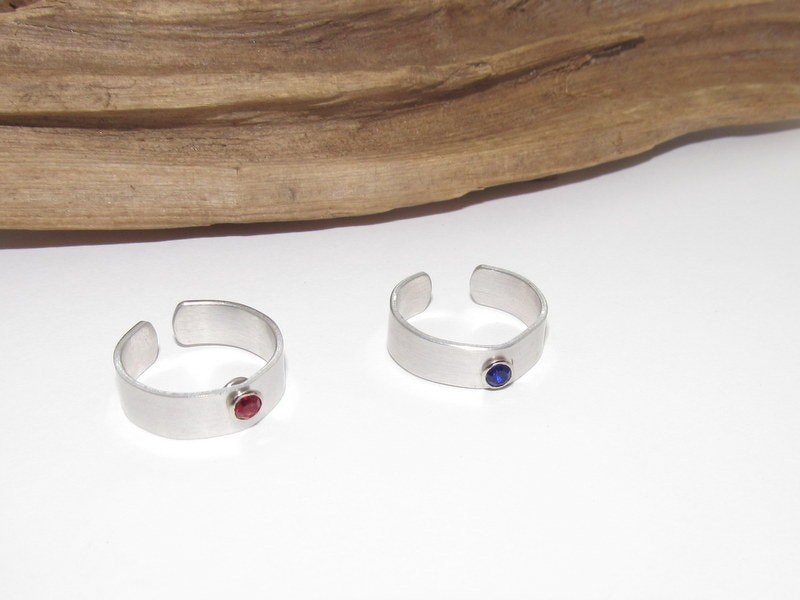 silver aluminum birth stone ring, adjustable birthstone ring, personalized birth month ring. Custom Stamped Name Ring, view 6