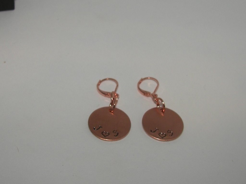personalized dangle drop earrings , custom personalized jewelry, handstamped jewerly, handstamped jewelry, view 6