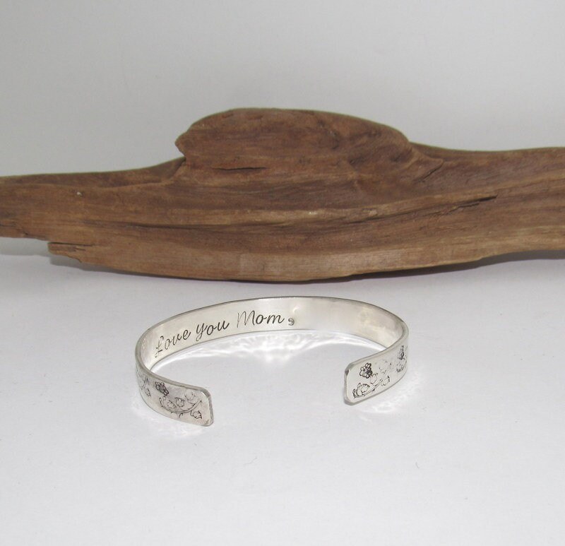Sterling silver May Birth flower bracelet, stamped jewelry, personalized jewelry, brides maids gifts, nature flower jewelry, view 3