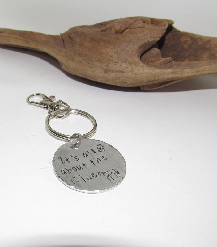 It is all about the ride keyring for horse lovers, gift for best friend, gift for dad or mom, horse rider gift, wester keyring, view 5