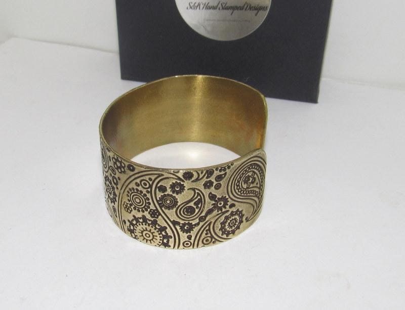 Copper Floral Print Embossed Cuff, boho paisley jewelry, personalized cuff bracelet, Bff gift, western jewelry cuff,, view 5