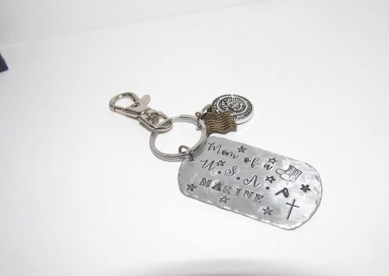 Military mom keychain, Military wife gift, Army mom gift, Marine mom gift, Airforce mom, Navy mom, coast quard mom, custom stamped keychain