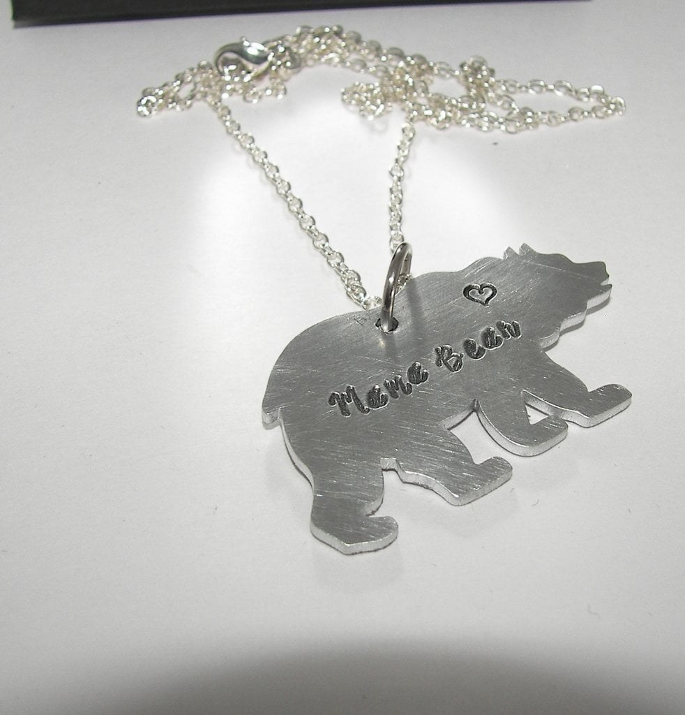 Mama bear necklace, personalized jewelry for mom, hand stamped jewelry, custom stamped gift for mom, handstamped jewelry, view 3