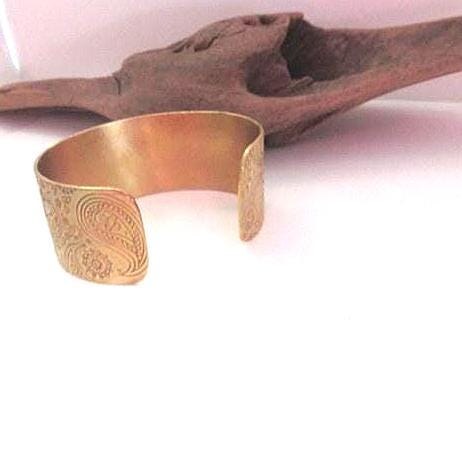 Copper Floral Print Embossed Cuff, boho paisley jewelry, personalized cuff bracelet, Bff gift, western jewelry cuff,, view 3