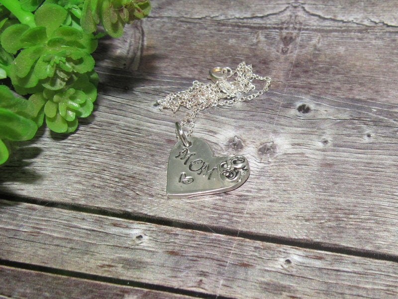 Personalized mom necklace , Pewter Mimi charm necklace, mothers jewelry, custom hand stamped jewelry gift for grandma, view 8