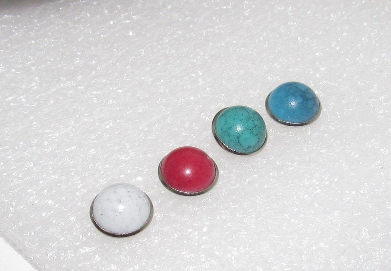Adjustable initial ring with faux turquoise stone, aluminum initial ring, hand stamped ring, western ring, personalized gift, view 5