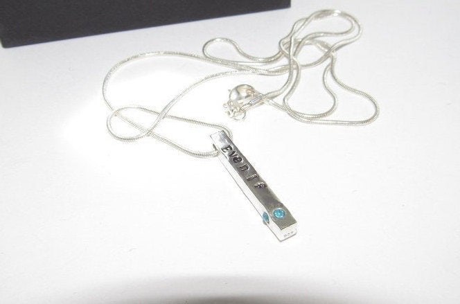 4 side bar pewter bar necklace, personalized mom necklace, names necklace , hand stamped jewelry, mother jewelry, view 2
