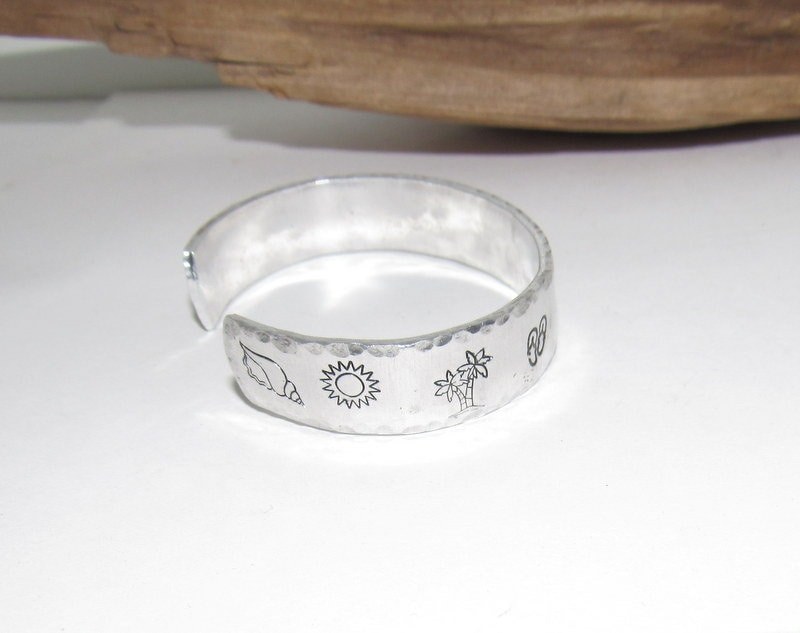 Mermaid Ocean Inspired Stamped Cuff Bracelet ,Unique Gift for Beach Lovers, birthday gift for girls, personalized gifts, view 4