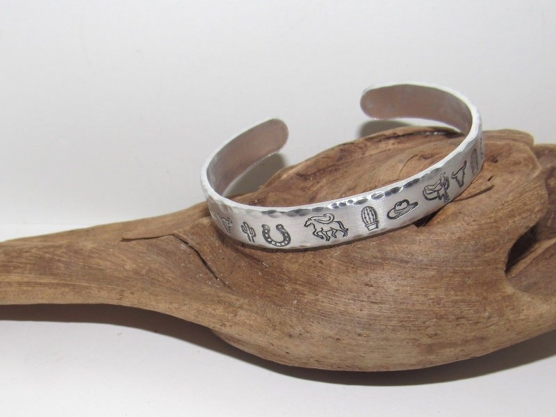 Western theme cuff, Adjustable stamped cuff bracelet, adjustable custom cuff, adjustable stamped bracelet, western jewelry,, view 8