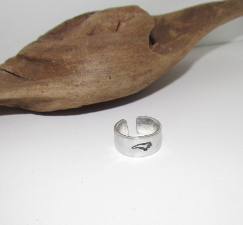 Pick your state Adjustable stamped ring, NC aluminum ring, inspiration rings, adjustable silver ring, stamped jewelry,, view 4