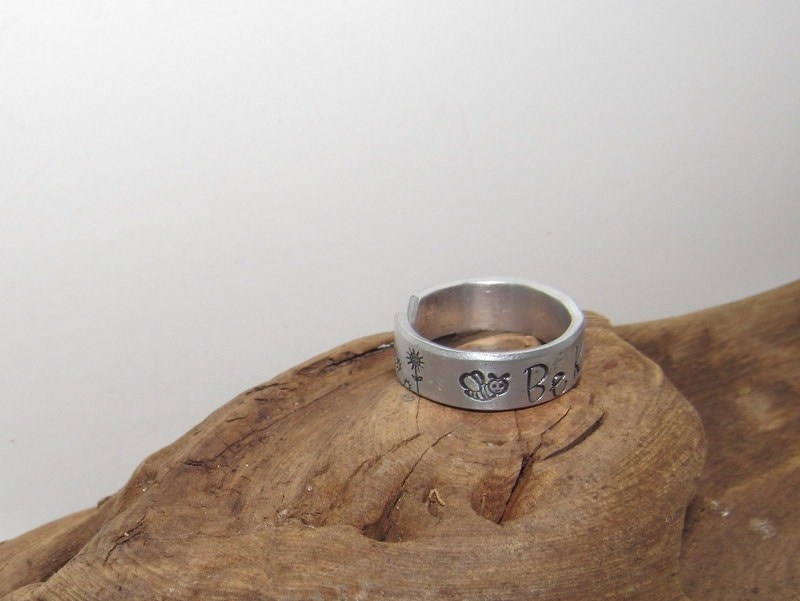 Be Kind ring, Inspirational Ring, adjustable ring ,Personalized Hand Stamped Ring, Aluminum Hand Stamped Ring, design your own ring, view 6