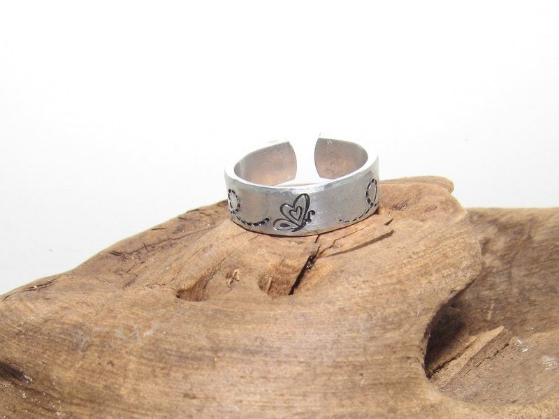 Butterflies Inspirational Ring, Nature Inspirational Ring ,Personalized Silver Hand Stamped Ring, Aluminum Hand Stamped Ring, view 6