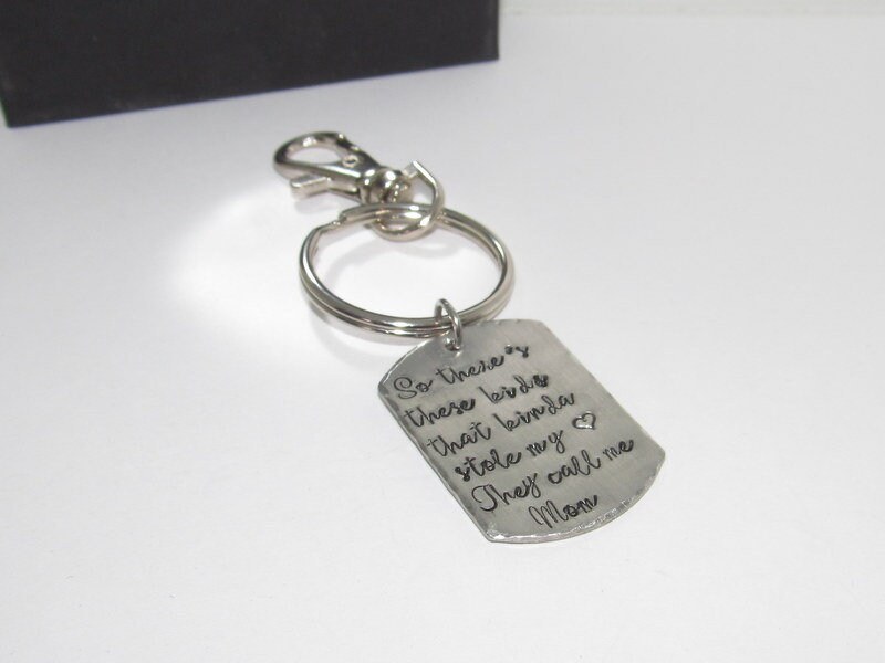 Pewter So there's these kids that stole my heart they call or dad, Key ring with kids names, custom personalized hand stamped jewelry, view 4