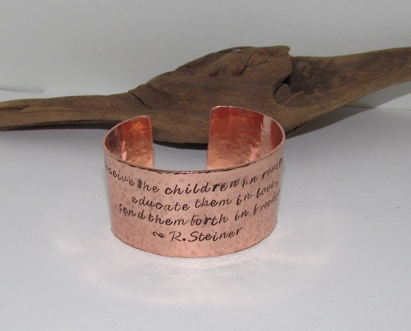 Teachers gift education them in love, Wide copper bracelet, adjustable copper cuff, stamped copper cuff bracelet,, view 6