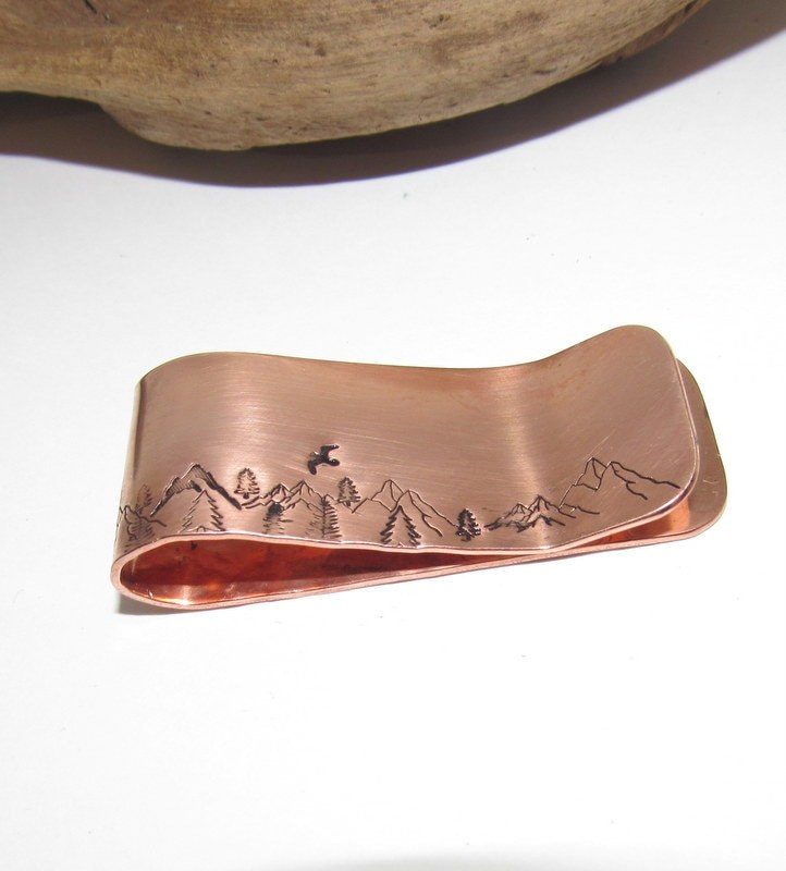 Custom mountain money clip for dad, western horse theme money clip, groomsmen gift, gift for husband, graduation gift for him, view 8