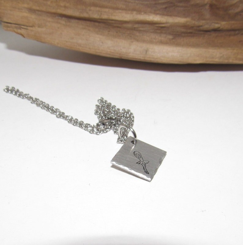 Ballerina dancer necklace for kids, kids necklace, recital gift for dancer, hand stamped jewelry, gift for daughter,