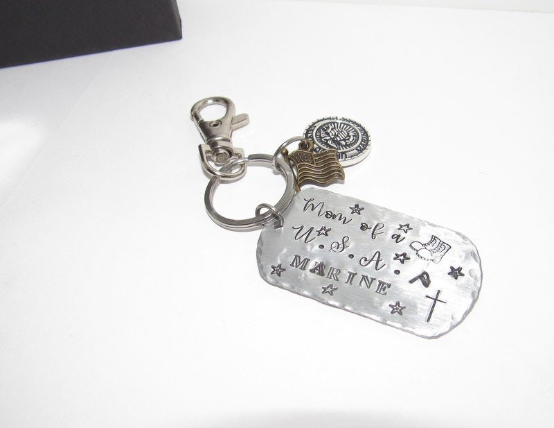 Military mom keychain, Military wife gift, Army mom gift, Marine mom gift, Airforce mom, Navy mom, coast quard mom, custom stamped keychain, view 6