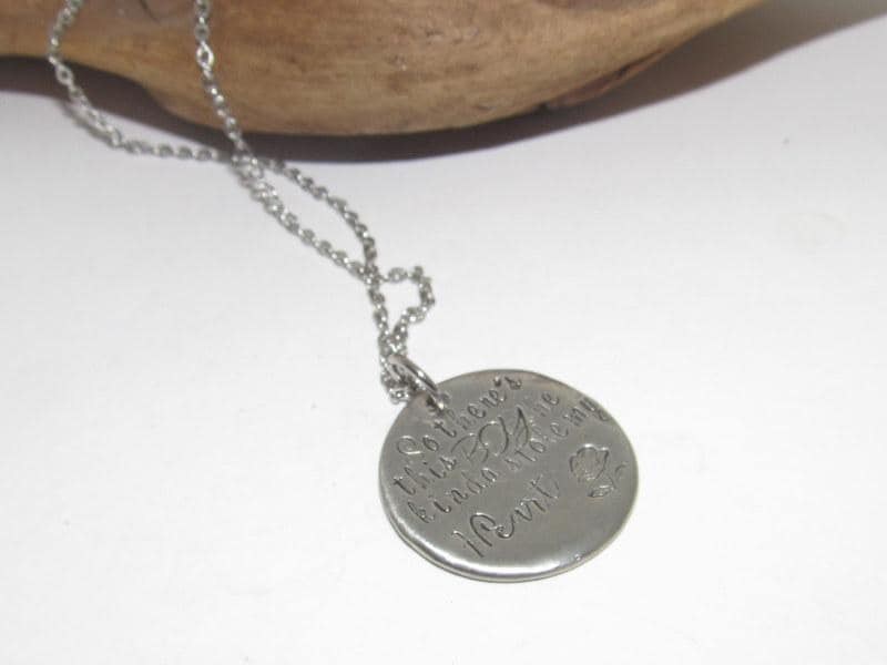 SoThere's This Boy Who Stole My Heart, pewter mom necklace with kids names, Personalized custom hand stamped jewelry gift for grandma, view 3