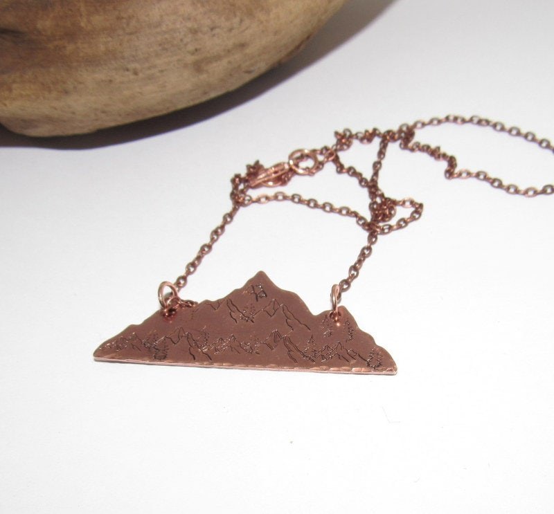Mountain necklace for her, mountain lover gift, mountain girl jewelry, custom hand stamped necklace for her, custom psalms 121, view 7