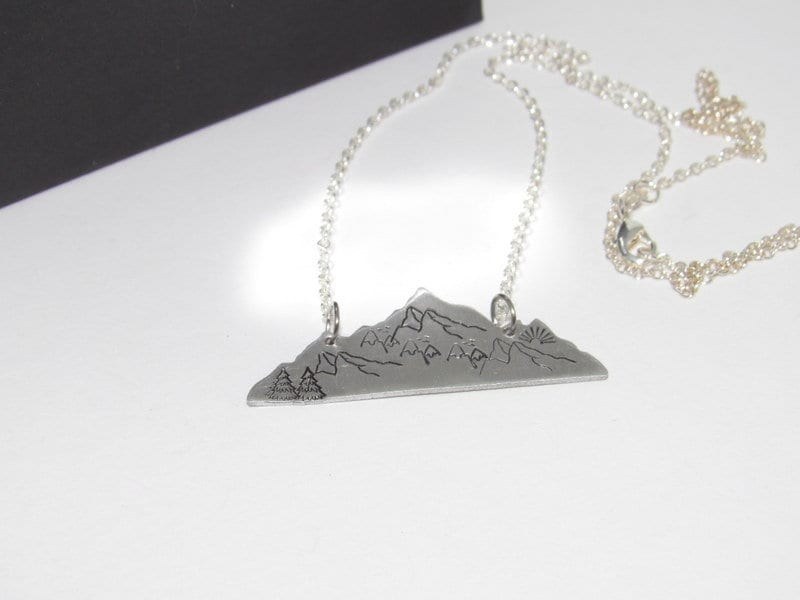 Mountain necklace for her, mountain lover gift, mountain girl jewelry, custom hand stamped necklace for her, custom psalms 121