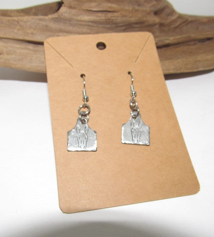 pig earrings, dangle drop earrings, farm animal jewelry, farm life jewelry , personalized earrings , stamped jewelry, bff cow lover gift, view 8
