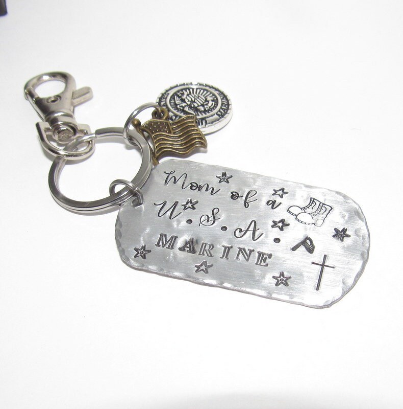 Military mom keychain, Military wife gift, Army mom gift, Marine mom gift, Airforce mom, Navy mom, coast quard mom, custom stamped keychain, view 5