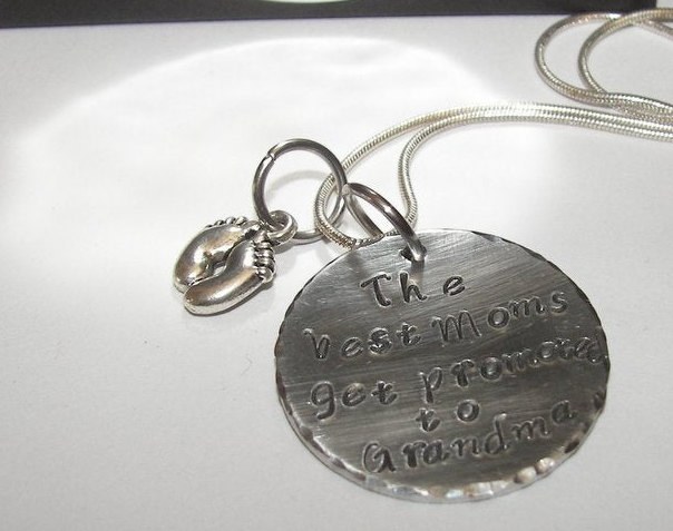 The best mom's get promoted to Grandma, mothers jewelry for grandma, personalized jewerly, hand stamped jewelry, handstamped jewelry, view 2