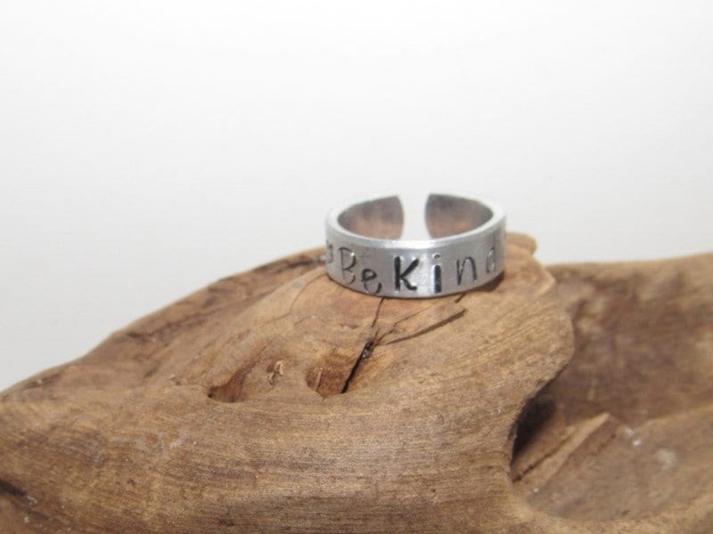 Be Kind ring, Inspirational Ring, adjustable ring ,Personalized Hand Stamped Ring, Aluminum Hand Stamped Ring, design your own ring, view 5