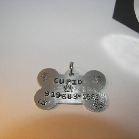 Pet Id tagPersonalized pet tag, hand stamped pet , dog id tag, Dog info tag, pet info tag, custom pet tag, custom stamped pet ID, view 2