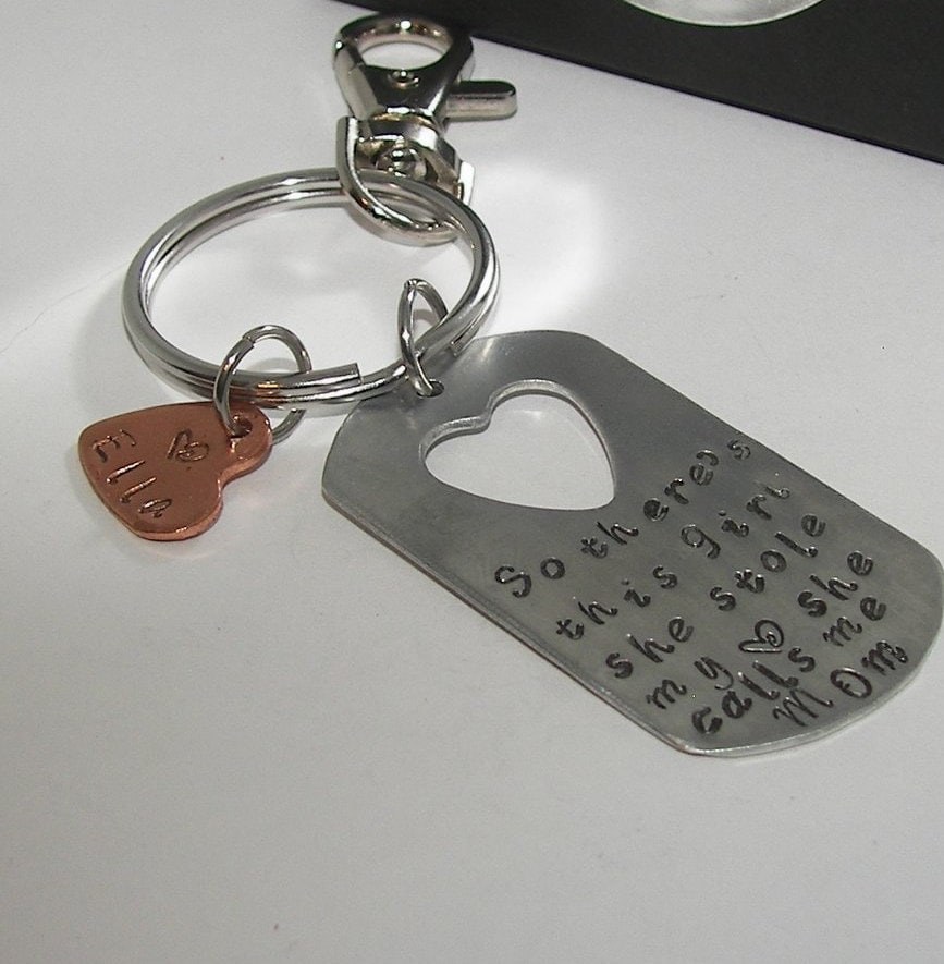 Pewter So there's these kids that stole my heart they call or dad, Key ring with kids names, custom personalized hand stamped jewelry, view 8