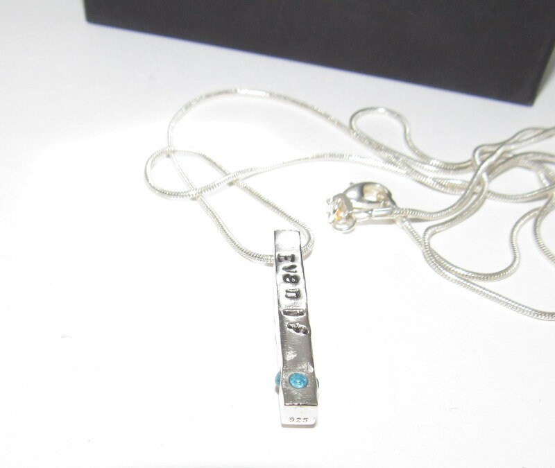 4 side bar pewter bar necklace, personalized mom necklace, names necklace , hand stamped jewelry, mother jewelry, view 4