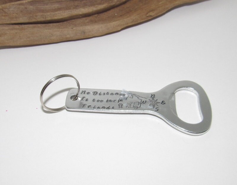long distance friendship gift, keyring bottle opener, bartender gift, groomsman gift, bff gift housewarming gift