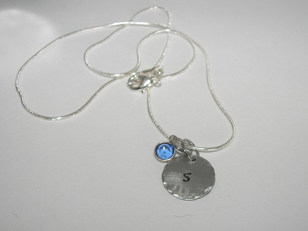 tiny inital necklace, personalized jewelry for mom, brides maid necklace, custom hand stamped initial jewelry, kids inital necklace, view 4