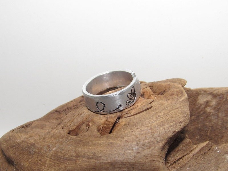 Butterflies Inspirational Ring, Nature Inspirational Ring ,Personalized Silver Hand Stamped Ring, Aluminum Hand Stamped Ring, view 7