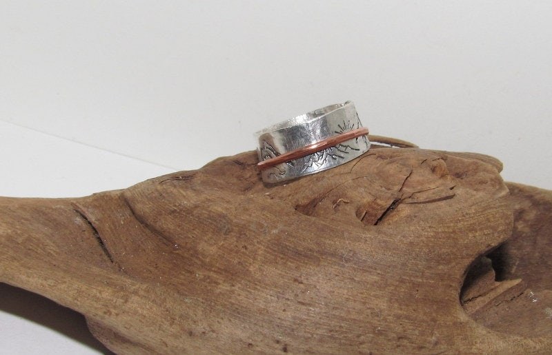 Sterling silver spinner ring, custom personalized jewelry, hand stamped jewelry for mom, Anniversary gift for mom, view 4