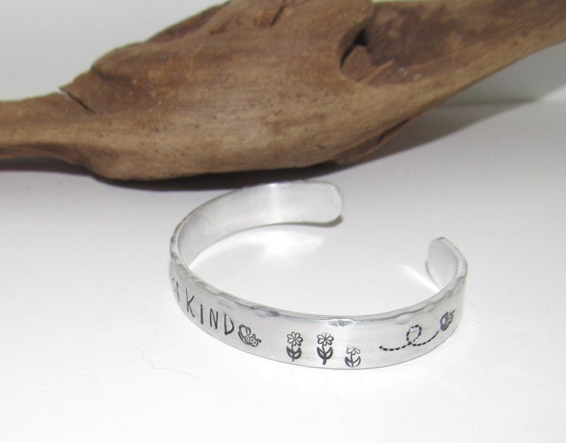 Sterling silver Be kind affirmation cuff bracelet, bridesmaid gifts, best friend gift, personalized bracelet for her, handstamped jewelry, view 4