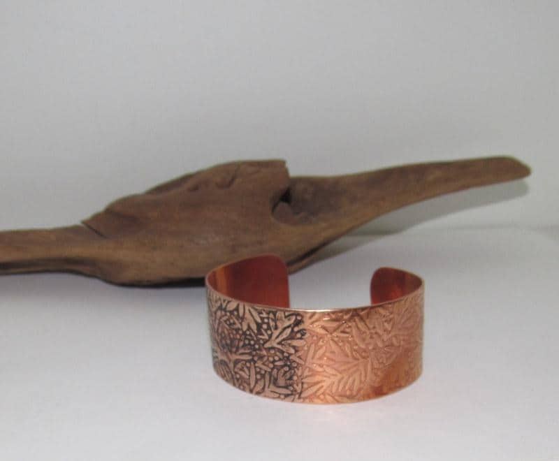 Copper Floral Print Embossed Cuff, boho paisley jewelry, personalized cuff bracelet, Bff gift, western jewelry cuff,, view 7