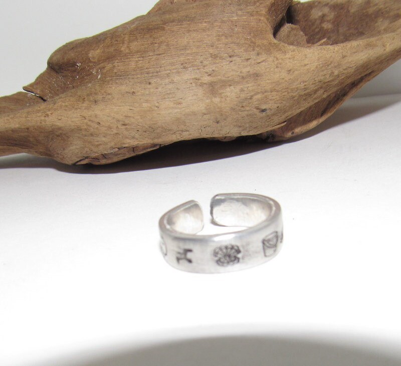 Beach view Personalized Adjustable stamped ring, inspiration rings, adjustable silver ring, stamped jewelry, boho beachring, view 2