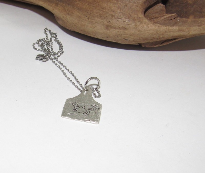 Sterling silver Humming bird necklace , personalized necklace pendant, bird necklace, western jewelry for her, pendant necklace, view 3