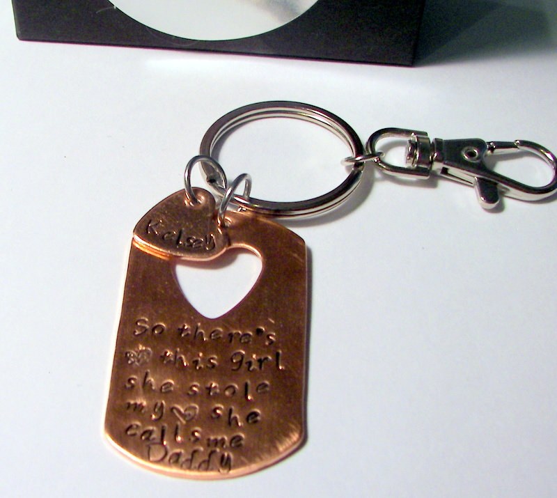 Pewter So there's these kids that stole my heart they call or dad, Key ring with kids names, custom personalized hand stamped jewelry, view 9