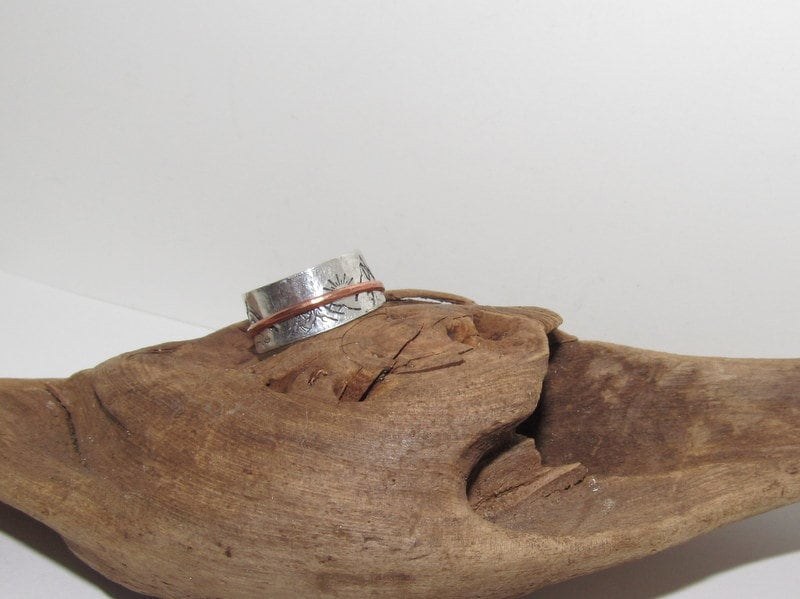 Sterling silver spinner ring, custom personalized jewelry, hand stamped jewelry for mom, Anniversary gift for mom, view 5